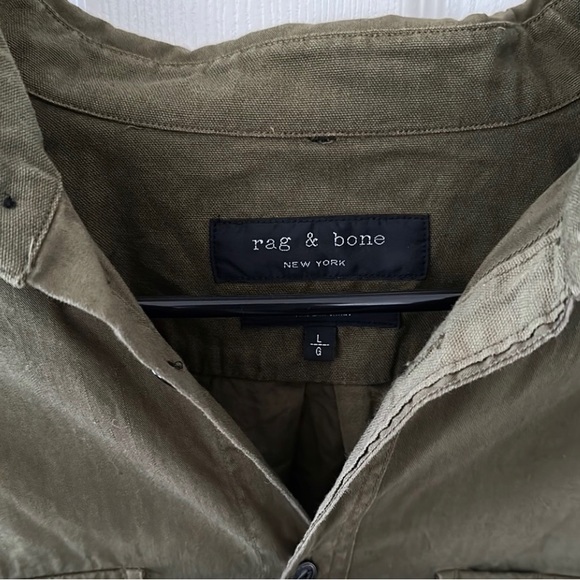 Rag and Bone Work Shirt L Green Military Poplin Lightweight Utility Shirt Army - Picture 1 of 4